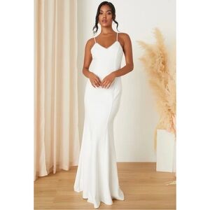 Taliana White Lace Button Back Maxi Dress Lulus